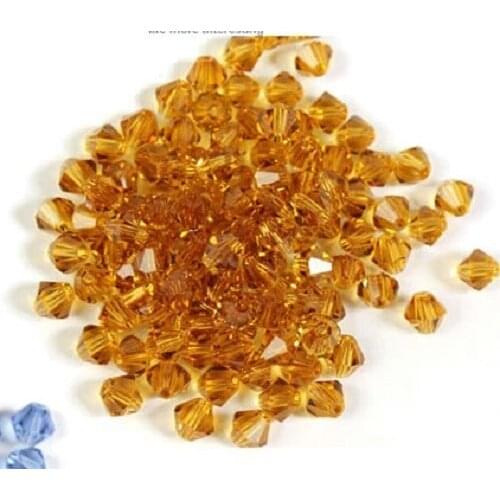 Bicone Shape Glass Beads For Decoration,Topaz Color 3mm 4mm Glass Bead,Wholesale Chinese Glass Crystal Beads