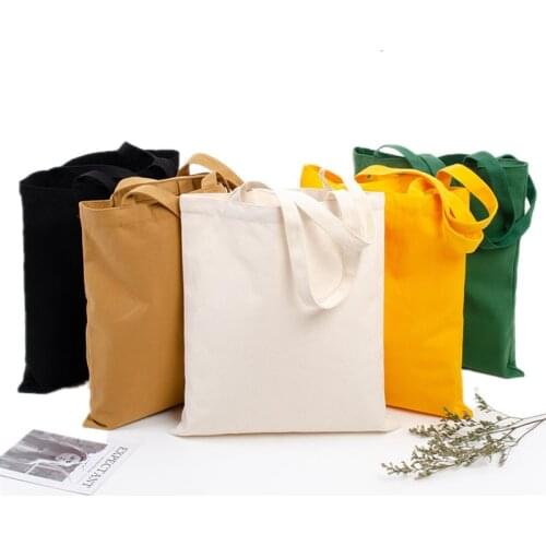 Blank Canvas Handbag Shoulder Bag for Women Unisex Original Design Tote Student Schoolbag Custom Color Eco Reusable Shopper Bags
