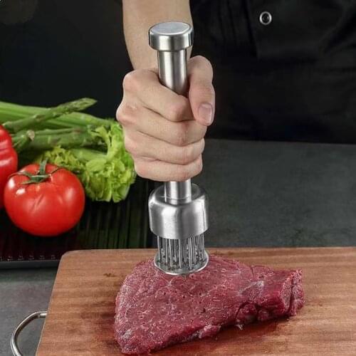 SUS304 Meat Tenderizer Durable 21 Ultra Sharp Needle Blade Stainless Steel Chicken Tenderizer With Safety Lock Kitchen Tools