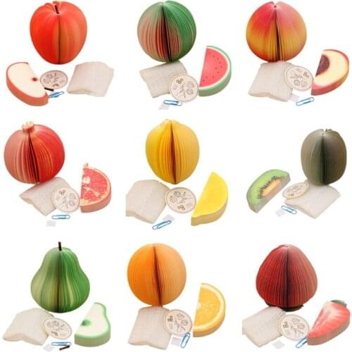 Creative Lemon/Kiwi/Pear/Orange/Strawberry Fruits Sticky Notes 1.73x3.66in w/ Paper Clip PE Shell for students Home