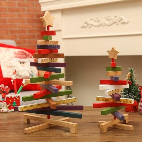 Christmas Tree Ornaments Party Favors Building Block Mosaic Modeling Puzzle Pumping Wood Game Kidss Toy Christmas Decorations
