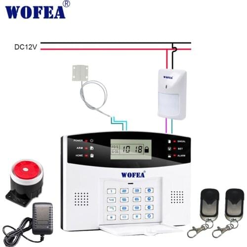 Free Shipping LCD GSM Alarm System Kit With Wired Type Sensors For Door Open & Motion Detector Smoke Alarm 7 Wire Zone