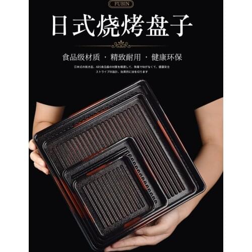 Japanese high grade ABS plastic barbecue plate sushi sashimi salmon beef BBQ round square hot pot offd dish
