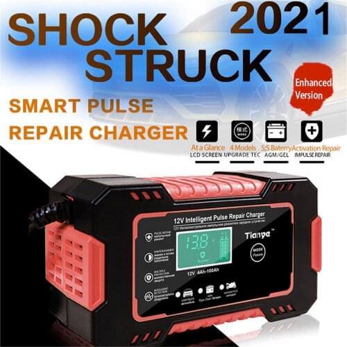 The New Full Automatic Car Battery Charger 12V 6V Digital Display Battery Charger Power Puls Repair Chargers Wet Dry Lead Acid