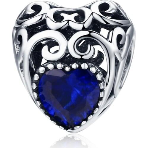 ANNA QUEEN September Birthstone Charms Leaves Wave Heart Bead Charms fit Charm Bracelet Necklace