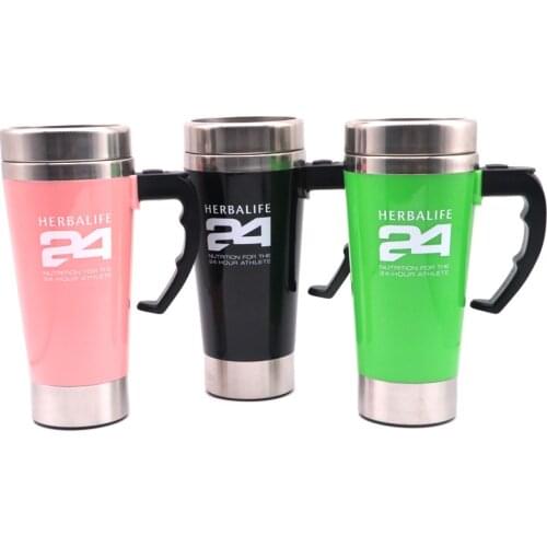 3 PCS 500ml Stainless Lazy Self Stirring Mug Meal/Tea Coffee Mug Cups Tumblers For Herbalife 1 Black+1 Pink+1 Green