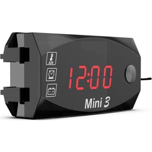 3 In 1 Mini Digital Clock Thermometer Voltage Car LED Clock Electronic IP67 Display Boat Waterproof Voltmeter Motorcyc Q2F3