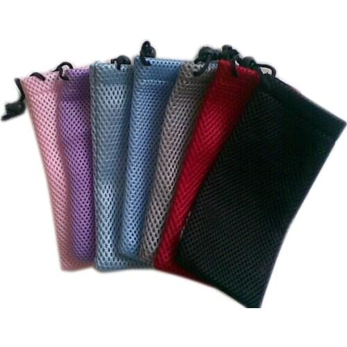 5PCS Colored Contact Lenses Plaid Cloth Mesh Sunglasses Bag Random Color Soft Waterproof Dustproof Glasses Case Glasses Pouch