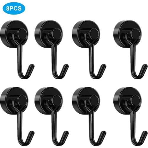 8pcs Clothes Hanging Keys Coat Hat Office Household Supplies Anti Drop Towel 360 Degree Cup Drying Bathroom Magnetic Hooks