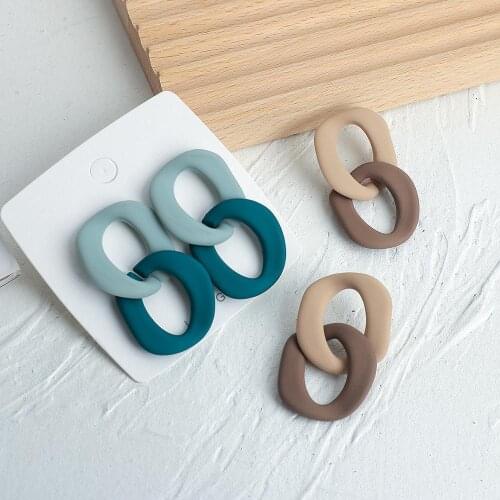 AMORCOME Trendy Hit Color Geometric Irregular Chain Earrings 2020 Acrylic Stud Earrings for Women Female Ear Jewelry Kolczyki