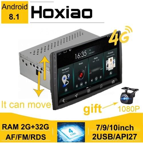 7'' 9'' 10'' Car Radio 1 DIN Android 8.1 4GUniversal Central Multimedia Player Bluetooth RDS Up Down Adjustable Screen Autoradio