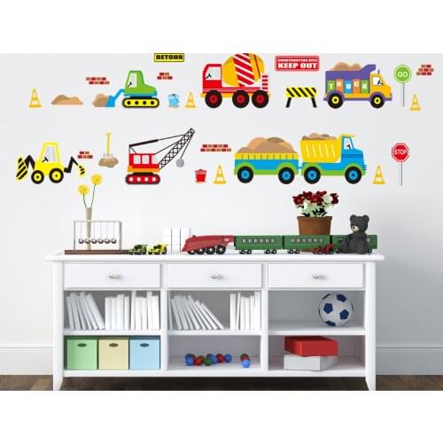 Free Shipping Diy New Carton Car Toy Wall Sticker For Kids Boy Room Decoration Vinyl Wall Decal Nursey Home Decor Murals Poster