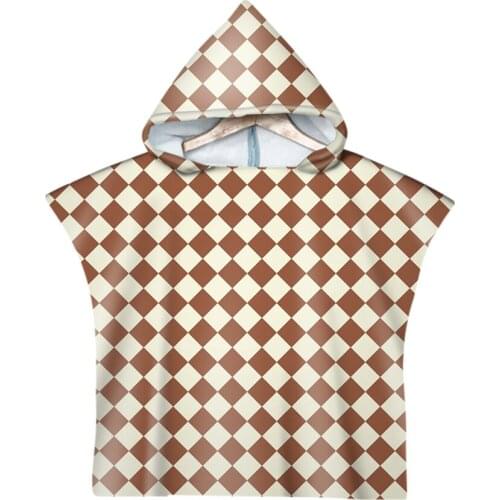 Free shipping Nordic Geometric Diamonds Argyle Plus Plaids Triangles Baby Kids Hooded Pool Swim Beach Poncho Towel Novelty Gift