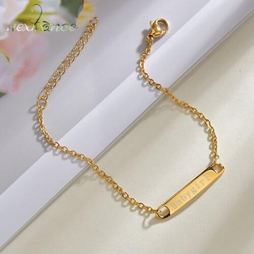 Nextvance New Engraving Baby Nameplate Bracelet Gold Customized Stainless Steel Kids Creative Blessing Birthday Jewelry Gift