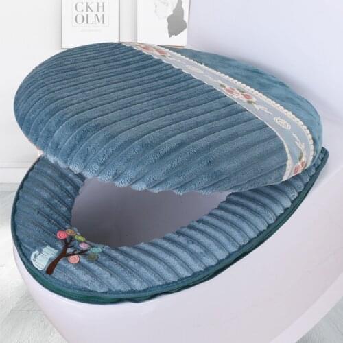 Toilet Seat Cover Tocador Cushion Household Supplies Zipper Type Corduroy Toilet Seat Waterproof Bathroom Accessories Two-piece