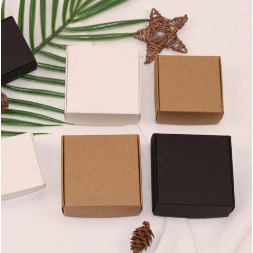 Black kraft paper craft box small white black soap cardboard paper packing/package box paper candy gift soap packaging box 100pc