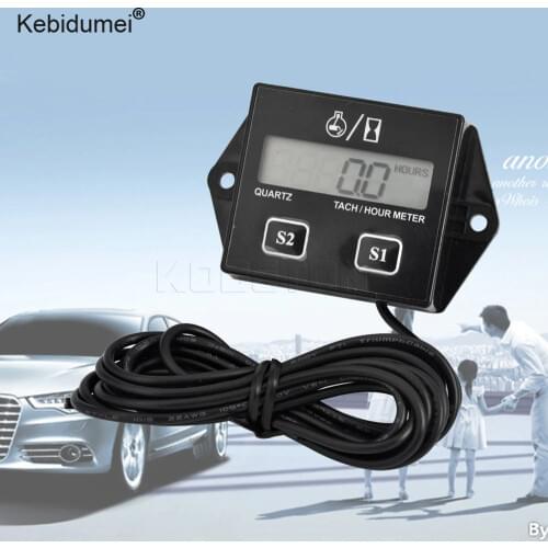 Digital Tachometer Engine Tach Hour Meter Gauge LCD Display Inductive For Motorcycle Motor Boat Car Stroke Engine ES-C003