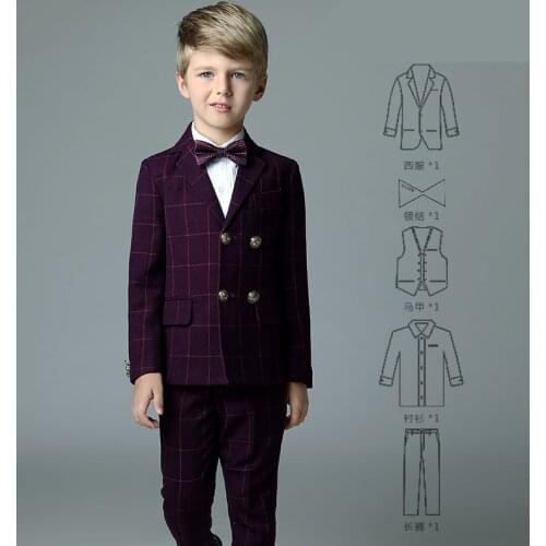 High quality Childrens suit Plaid spring & autumn Korean boy suit suit student costumes children wedding flower girl dress boy