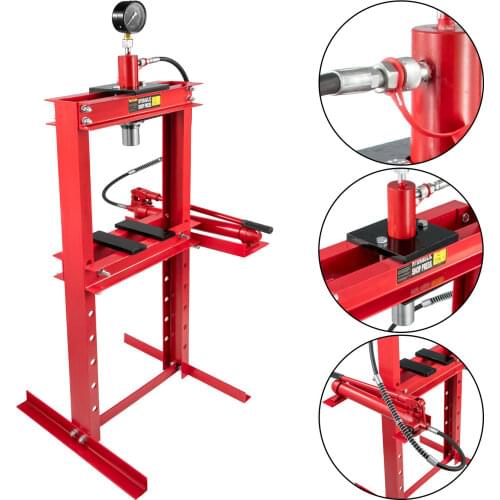 12 Tons Workshop Press Machine Hydraulic Press Tool With Pressure Gauge And Foot Pump
