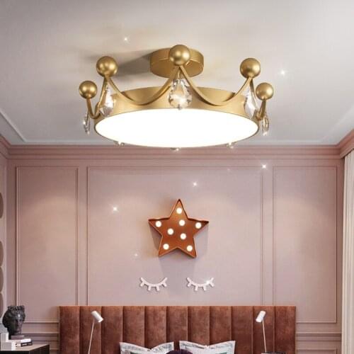 Fairytale Style Crystal Bedroom Ceiling Lamp Living Room Showroom Shop Post-modern Crown Classical Home Design Lighting Fixtures