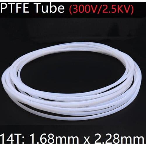 14T 1.68mm x 2.28mm PTFE Tube T eflon Insulated Rigid Capillary F4 Pipe High Temperature Resistant Transmit Hose 300V White