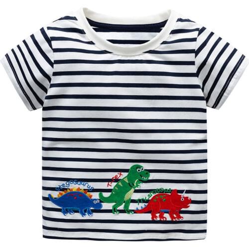 Jumping Meters Dinosaur Baby Boy Tops Children T Shirts 2018 Kids Summer T-shirt Clothes Animal Applique Cotton Clothing Tee