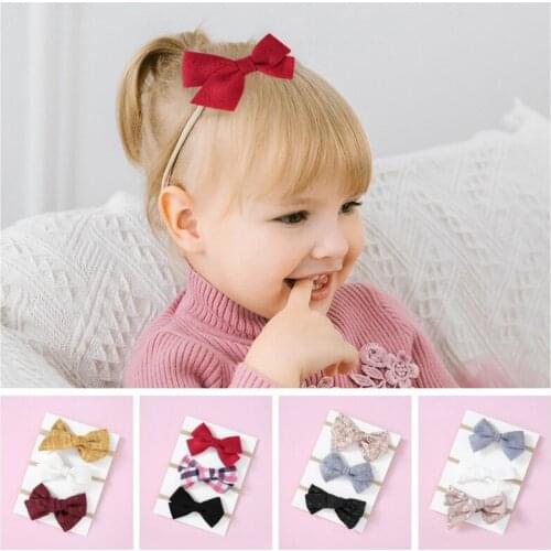 3Pcs Baby Girl Bow headbands Baby Toddler Turban Solid Headband Hair Band Baby Girl Bows Hair Accessories Nylon Headband