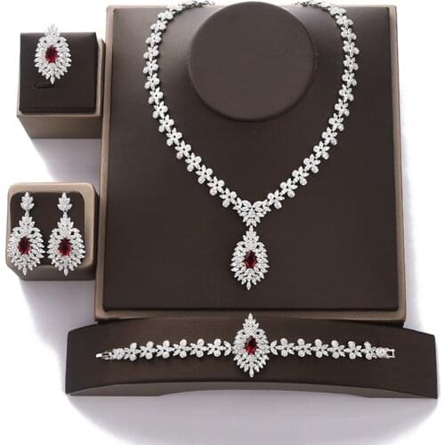 Jewelry Set HADIYANA Water Drops Design Necklace Earrings Bracelet And Ring Set Women Wedding Party CNY0037 Conjunto de joyas