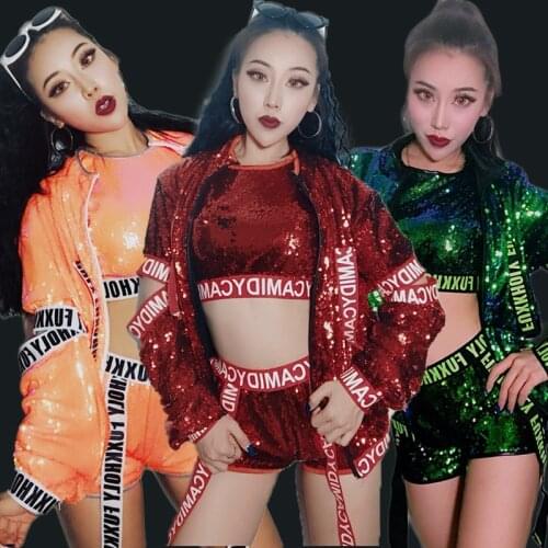 Jazz Dance Costumes Sequin Set Women Hip Hop Clothing Street Dancewear Nightclub Singer Dj Ds Dancer Rave Outfit Ladies DT1212