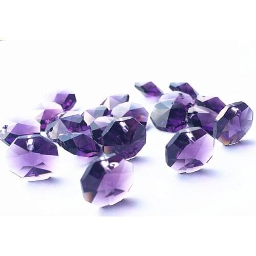 Best embellish 2000pcs/lot One Hole 14mm Violet Crystal Octagon Beads For Chandelier Hanging garlands Strands Lamp Parts decor