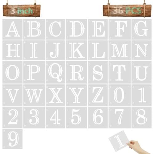 Letter Alphabet Stencils, 36 Pcs Reusable Letter and Number Interlocking templates, Art Craft Letter Stencils for Painting on Wo
