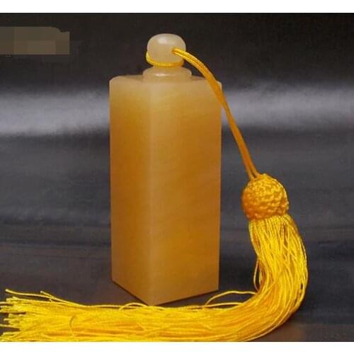 Natural Topaz Jiulong Yuxi Seal Qianlong Imperial Indian Business Gifts Handmade Engraved