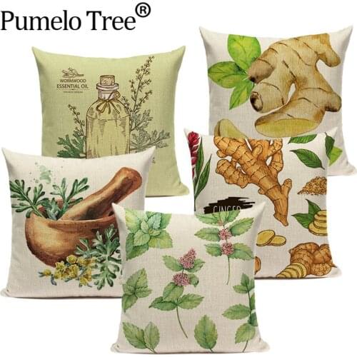 Nordic Grass Throw Pillow Case Plant Letter Decorative Cushions Cover Flower Linen Bed Pillow Covers Cases Decor for Living Room