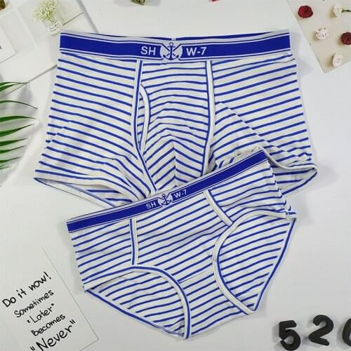 New Cotton Couples Panties,Men Boxer Women Striped Atmospheric Triangle Lovers' Underwear,Stylish,Elegant Comfortable Underwear