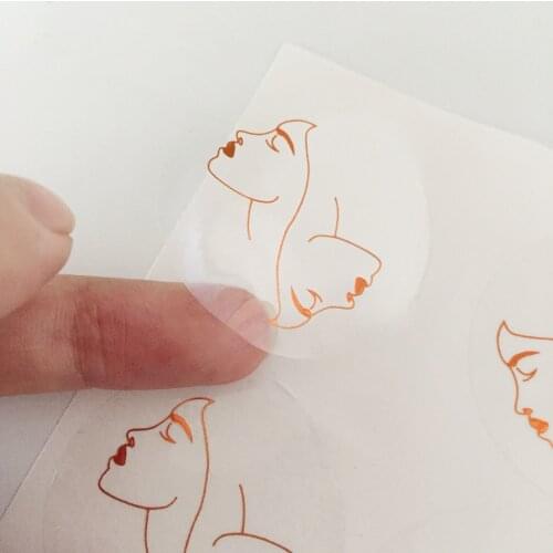 Very Cheaper Custom Rose Gold Foil Logo Clear Transparent Self Adhesive Round Label Packaging Stickers