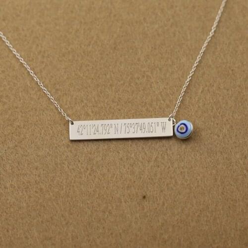 Turkey Evil Eye Charm Amulets Necklace Custom Name 925 Solid Silver Pendent Personalized Silver Women Cloth Accessories