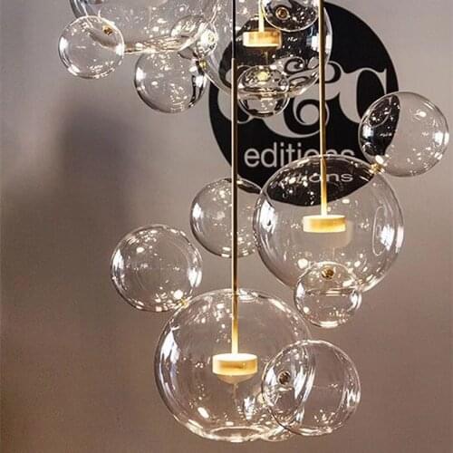 Postmodern pendant light Iron Bubbles ball glass lamp Golden For Dinning Room Foyer kitchen island led pendant lights