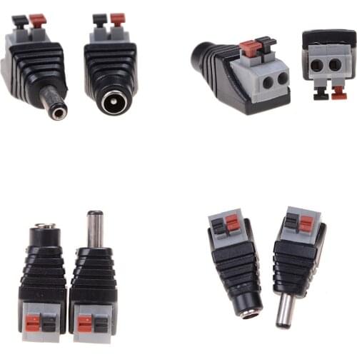 DC Male Female Jack Connector Plug Adapter Tool-free installation Apply to 3528 5050 Single Color LED Strip Light CCTV Camera