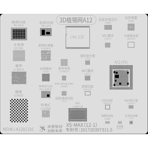 MJ 3D BGA Reballing Stencils for iPhone A8 A9 A10 A11 A12 CPU Soldering Groove BGA Reballing Template For iPhone 6-11Pro Max