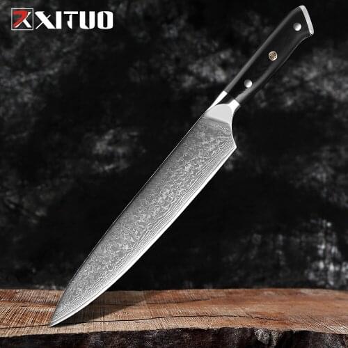 XITUO Damascus Steel 9 Inch Chef Knife Professional Japanese Kitchen Knife Sharp Cleaver Utility Sushi Knife Premium G10 Handle