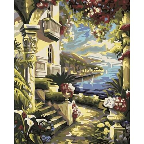 YNX new 5D diamond painting round diamond landscape cross stitch square diamond DIY sea view villa diamond painting