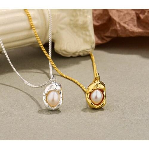 Lispector 925 Sterling Silver Retro Baroque Shell Pearl Pendant Necklaces for Women Irregular Chic Necklace Female Jewelry Gifts