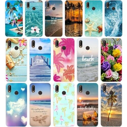 87AA Blue Wood Seashells Sea Star Silicone TPU Protective Cover Phone Case On For Huawei P20 30 Pro Lite Case Soft