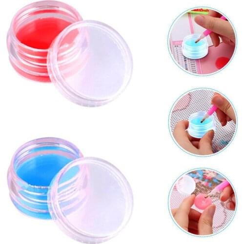 2pcs Round Clay Bottle Mud Diamond Painting Point Drill DIY Crafts Sticky Wax Accessories Pen Box Plastic Resin Handicrafts