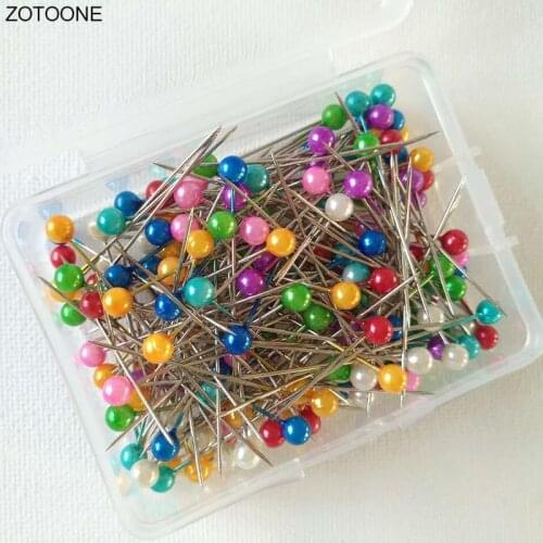 200 Pcs Hand Sewing Fixed Round Colored Plastic Pearl Head Sewing Pin with Box Wedding Accessories Tools Dressmaking Pins G