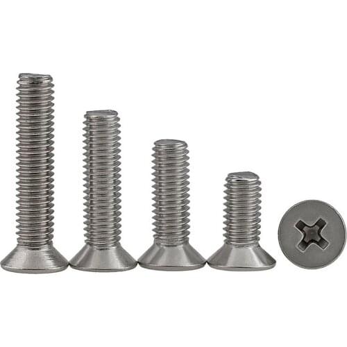 304 A2 Stainless Steel Cross Recess Phillips Flat Countersunk Head Screw Bolt M4 M5