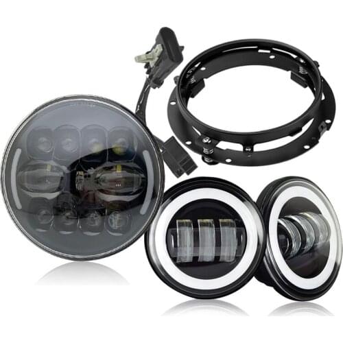 7 Inch 60W Motorcycle Headlamp Angle Eye LED Headlight & Fog Lamps for Electra Glide Classic Softail Deluxe 2017 FLSTC Road King