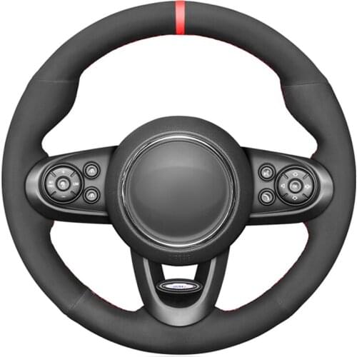 Black Suede Red Marker No-slip Car Steering Wheel Cover for Mini (Hatchback/Mini) JCW Clubman JCW Convertible JCW Countryman