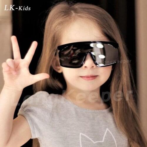 LongKeeper Oversized Square Kids Sunglasses 2021 Vintage Colorful One Piece Lens Sun Glasses Boys Girls Children Mirror Oculos