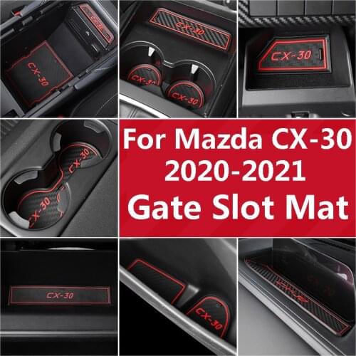 For Mazda CX30 CX-30 2020 2021 Car Silicone Anti-skid Door slot Mat Cup Armrest Box Storage Box Decoration Accessories